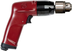 Chicago Pneumatic - 3/8" Keyed Chuck - Pistol Grip Handle, 6,000 RPM, 4.5 LPS, 7.45 CFM, 1 hp, 90 psi - Makers Industrial Supply