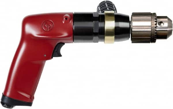 Chicago Pneumatic - 1/2" Keyed Chuck - Pistol Grip Handle, 900 RPM, 4.5 LPS, 7.45 CFM, 1 hp, 90 psi - Makers Industrial Supply