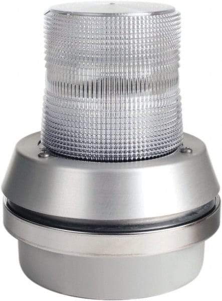 Edwards Signaling - 24 VDC, LED, Clear, Flashing Light - 65 Flashes per min, 1/2 Inch Pipe, 6 Inch Diameter, 7-3/8 Inch High, Box Mount, Pane, Pipe, Surface and Wall Mount - Makers Industrial Supply