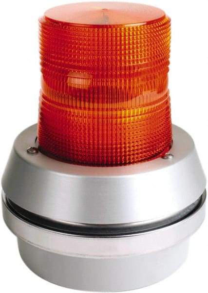 Edwards Signaling - 120 VAC, LED, Amber, Flashing Light - 65 Flashes per min, 1/2 Inch Pipe, 6 Inch Diameter, 7-3/8 Inch High, Box Mount, Pane, Pipe, Surface and Wall Mount - Makers Industrial Supply