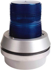 Edwards Signaling - 24 VDC, LED, Blue, Flashing Light - 65 Flashes per min, 1/2 Inch Pipe, 6 Inch Diameter, 7-3/8 Inch High, Box Mount, Pane, Pipe, Surface and Wall Mount - Makers Industrial Supply