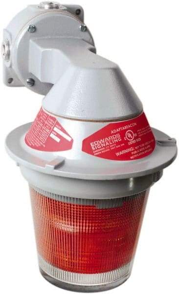 Edwards Signaling - 120 VAC, 4, 3R NEMA Rated, LED, Red, Flashing, Steady Light - 65 Flashes per min, 3/4 Inch Pipe, 7 Inch Diameter, 11-3/8 Inch High, Bracket Mount - Makers Industrial Supply