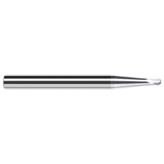 Harvey Tool - Ball End Mills; Mill Diameter (mm): 0.80 ; Mill Diameter (Inch): 1/32 ; Mill Diameter (Decimal Inch): 0.0310 ; Number of Flutes: 2 ; Length of Cut (Decimal Inch): 0.0250 ; Material: Solid Carbide - Exact Industrial Supply