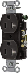 Hubbell Wiring Device-Kellems - 125 VAC, 20 Amp, 5-20R NEMA Configuration, Black, Specification Grade, Self Grounding Duplex Receptacle - 1 Phase, 2 Poles, 3 Wire, Flush Mount, Tamper Resistant - Makers Industrial Supply