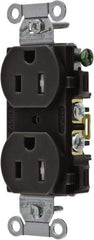 Hubbell Wiring Device-Kellems - 125 VAC, 15 Amp, 5-15R NEMA Configuration, Black, Specification Grade, Self Grounding Duplex Receptacle - 1 Phase, 2 Poles, 3 Wire, Flush Mount - Makers Industrial Supply