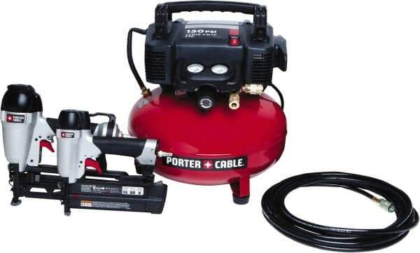 Porter-Cable - 0.80 HP, 2.6 SCFM at 90 psi Pancake Finish/Nailer Combo - 6 Gallon Tank, 10 Amp, 150 Max psi, 120V - Makers Industrial Supply