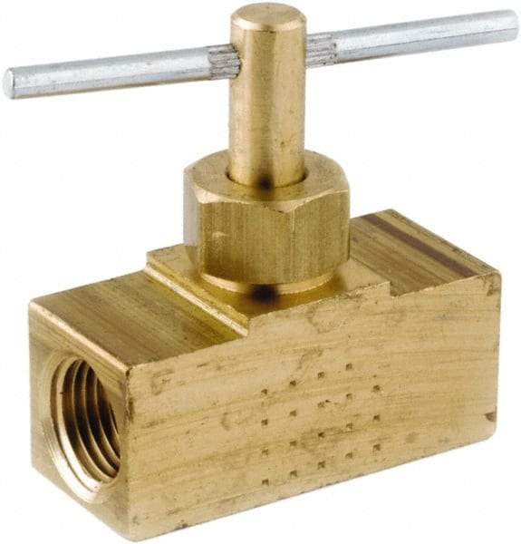 ANDERSON METALS - 1/8" Pipe, Inline Metal Seat Needle Valve - Brass Seal, Female x Female Ends, Lead Free Brass Valve, 150 Max psi - Makers Industrial Supply