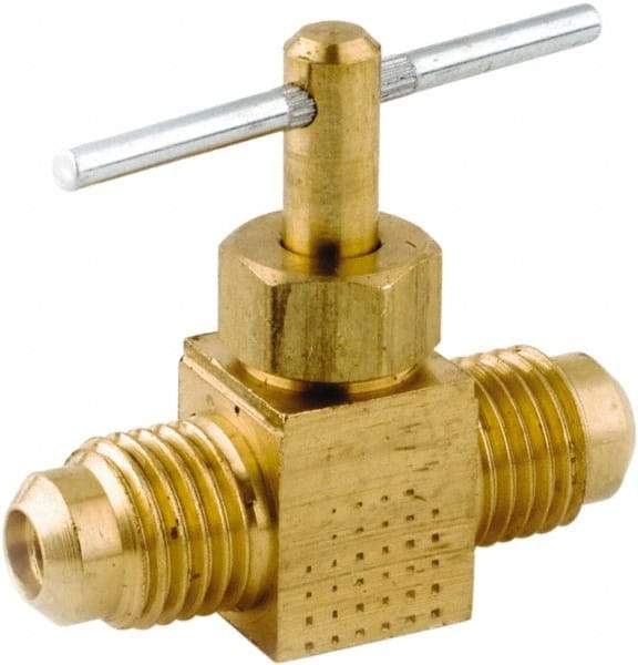 ANDERSON METALS - 3/8 x 3/8" Pipe, Inline Metal Seat Needle Valve - Brass Seal, FL x FL Ends, Lead Free Brass Valve, 150 Max psi - Makers Industrial Supply