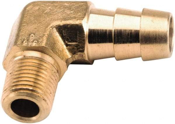 ANDERSON METALS - 1/4 NPT Thread Hose Barb x Male NPT 90° Elbow - 1/4" ID Hose, Lead Free Brass - Makers Industrial Supply