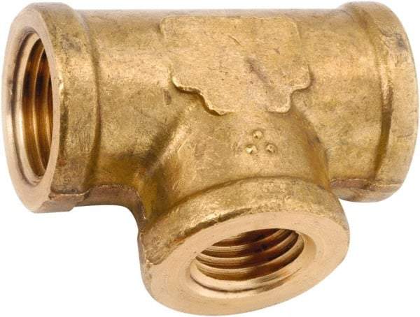 ANDERSON METALS - Class NSF, 3/8 x 3/8 x 1/4" Internal Pipe, Lead Free Brass Reducing Tee - NPT - Makers Industrial Supply