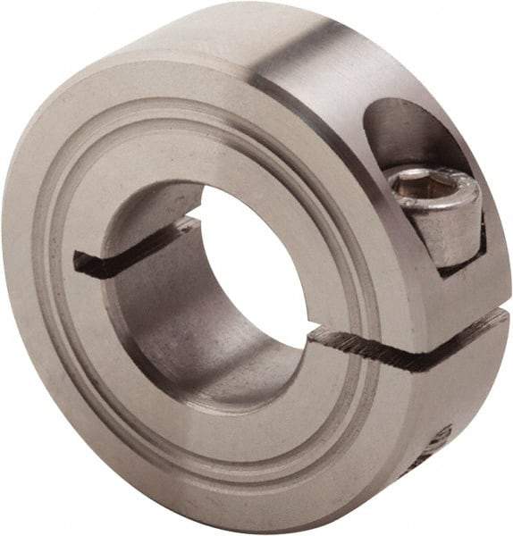 Climax Metal Products - 18mm Bore, Stainless Steel, One Piece Clamp Collar - 1-1/2" Outside Diam - Makers Industrial Supply