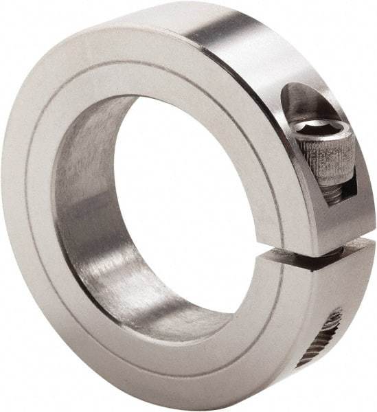 Climax Metal Products - 3-3/16" Bore, Stainless Steel, One Piece Clamp Collar - 4-1/2" Outside Diam, 7/8" Wide - Makers Industrial Supply