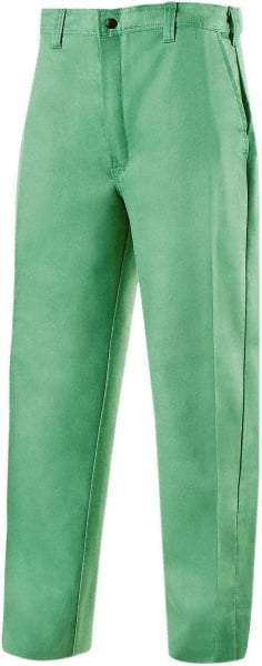 Steiner - Cotton Flame Resistant/Retardant Pants - Zipper Closure, 4 Pockets, 50" Waist, 32" Inseam, Green, ASTM D6413-10 - Makers Industrial Supply