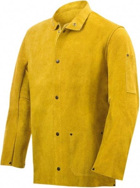 Steiner - Size S Welding Jacket - Yellow, Cowhide, Snaps Closure - Makers Industrial Supply