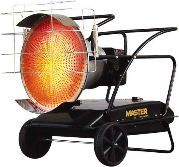 Master - 125,000 BTU, Kerosene/Diesel/Fuel Oil Fired Radiant Heater - 14 Gal Fuel Capacity, 28.4" Long x 28.7" Wide x 40.8" High - Makers Industrial Supply