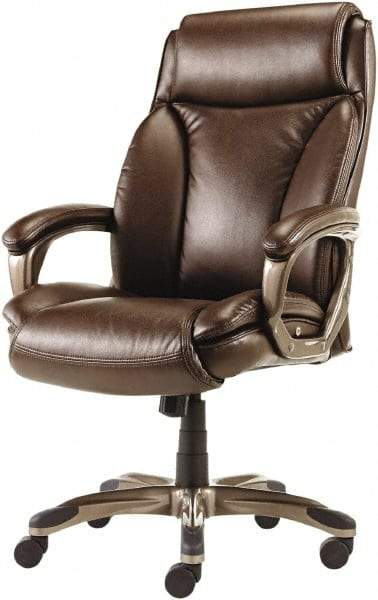 ALERA - 47" High Executive High Back Leather Chair - 27" Wide x 30-3/8" Deep, Leather Seat, Brown - Makers Industrial Supply