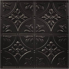 Genesis - 23-3/4" Long x 23-3/4" Wide x 0.11" Thick, Vinyl Ceiling Tile - ASTM E-84 Specification, Black - Makers Industrial Supply