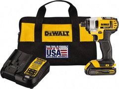 DeWALT - 20 Volt, 1/4" Drive, 117 Ft/Lb Torque, Cordless Impact Driver - Mid-Handle, 2800 RPM, 1 Lithium-Ion Battery Included - Makers Industrial Supply