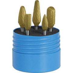 SGS Pro - 5 Piece, 1/4" Shank Burr Set - Tungsten Carbide, Multiple Head Shape - Makers Industrial Supply