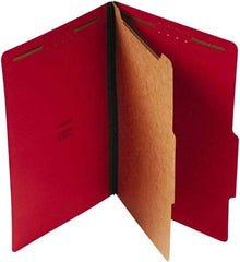 UNIVERSAL - 8-1/2 x 14", Legal, Ruby Red, Classification Folders with Top Tab Fastener - 25 Point Stock, Right of Center Tab Cut Location - Makers Industrial Supply