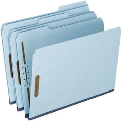 Pendaflex - 8-1/2 x 11", Letter Size, Blue, Classification Folders with Top Tab Fastener - 25 Point Stock, 1/3 Tab Cut Location - Makers Industrial Supply