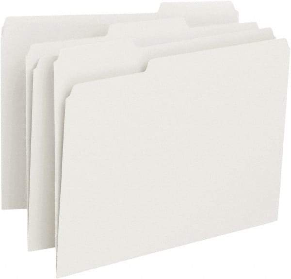 SMEAD - 8-1/2 x 11", Letter Size, White, File Folders with Top Tab - 11 Point Stock, 1/3 Tab Cut Location - Makers Industrial Supply