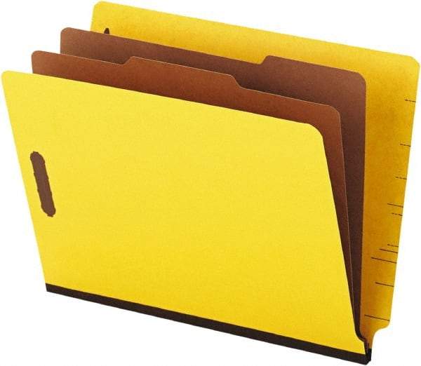 Universal One - 8-1/2 x 11", Letter Size, Yellow, Classification Folders with End Tab Fastener - 25 Point Stock, Straight Tab Cut Location - Makers Industrial Supply