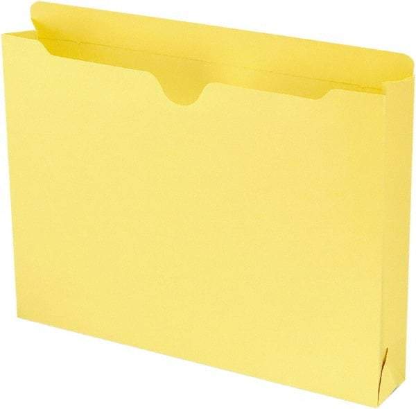 SMEAD - 8-1/2 x 11", Letter Size, Yellow, Colored Folders with Double-Ply Tabs - 11 Point Stock, Straight Tab Cut Location - Makers Industrial Supply