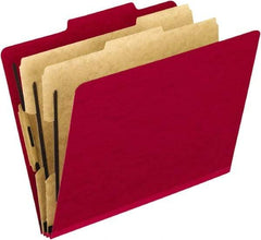 Pendaflex - 8-1/2 x 11", Letter Size, Scarlet, Classification Folders with Top Tab Fastener - 20 Point Stock, Right of Center Tab Cut Location - Makers Industrial Supply