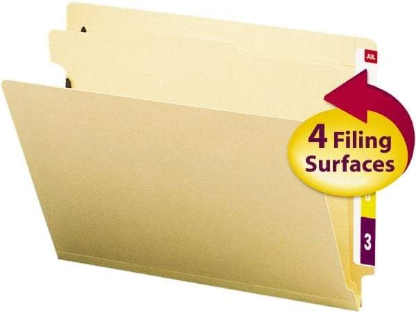 SMEAD - 8-1/2 x 11", Letter Size, Manila, Classification Folders with End Tab Fastener - 18 Point Stock, Straight Tab Cut Location - Makers Industrial Supply