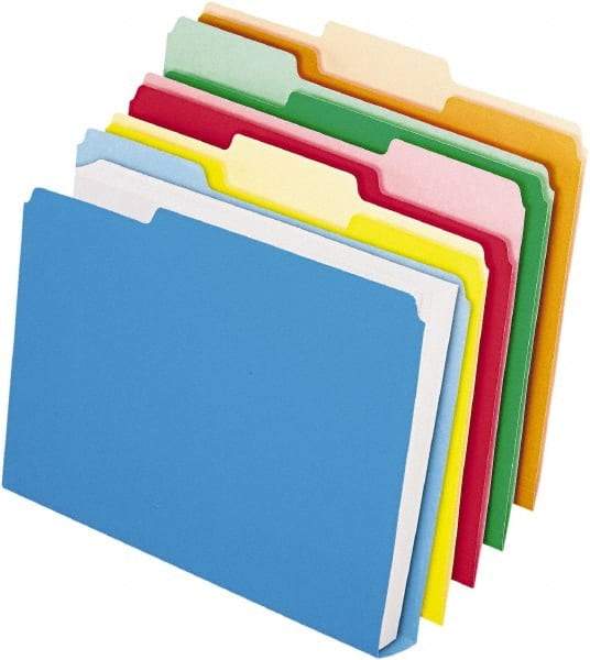 Pendaflex - 8-1/2 x 11", Letter Size, Assorted Colors, File Folders with Top Tab - 11 Point Stock, 1/3 Tab Cut Location - Makers Industrial Supply