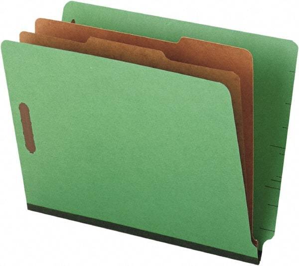 UNIVERSAL - 8-1/2 x 11", Letter Size, Green, Classification Folders with End Tab Fastener - 25 Point Stock, Straight Tab Cut Location - Makers Industrial Supply