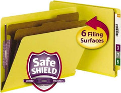 SMEAD - 8-1/2 x 11", Letter Size, Yellow, Classification Folders with End Tab Fastener - 23 Point Stock, Straight Tab Cut Location - Makers Industrial Supply