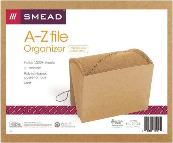 SMEAD - 8-1/2 x 11", Letter Size, Kraft, A-Z Indexed Expanding Files - Makers Industrial Supply