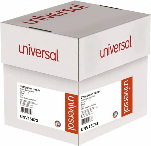 UNIVERSAL - 9-1/2" x 11" White, Canary & Pink Computer Paper - Use with Tractor-Feed Printers - Makers Industrial Supply