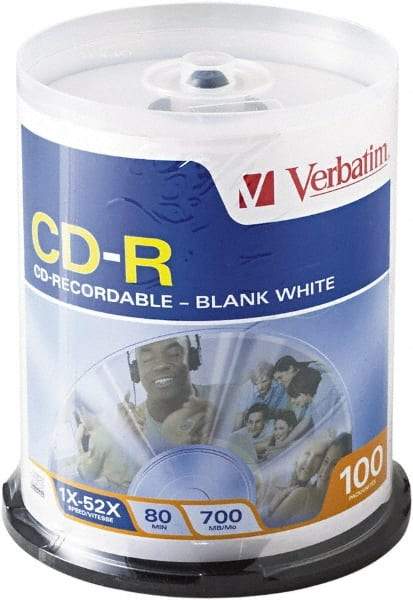 Verbatim - White CD-R Discs - Use with CD, DVD - Makers Industrial Supply