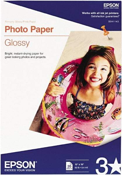 Epson - 13" x 19" White Photo Paper - Use with Inkjet Printers - Makers Industrial Supply