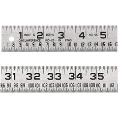 Lufkin - 4' x 1-1/4" Silver Steel Blade Tape Measure - 1/16" Graduation, Inch Graduation Style, Silver Steel Case - Makers Industrial Supply