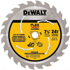 DeWALT - 7-1/4" Diam, 15.88mm Arbor Hole Diam, 24 Tooth Wet & Dry Cut Saw Blade - Steel, Smooth Action, Standard Round Arbor - Makers Industrial Supply