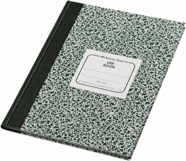 National Brand - 96 Sheet, 7-7/8 x 10-1/8", Quadrille Lab Notebook - Green - Makers Industrial Supply