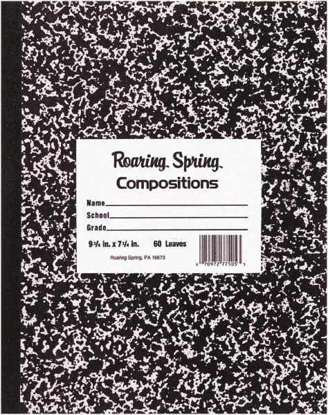 Roaring Spring - 36 Sheet, 8-1/2 x 7", Wide Ruled Composition Book - Black - Makers Industrial Supply