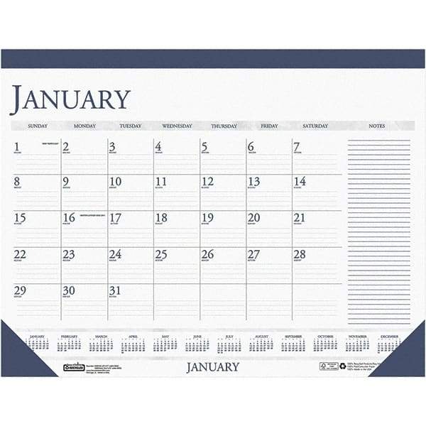 House of Doolittle - 12 Sheet, 18-1/2 x 13", Desk Calendar - White & Blue - Makers Industrial Supply