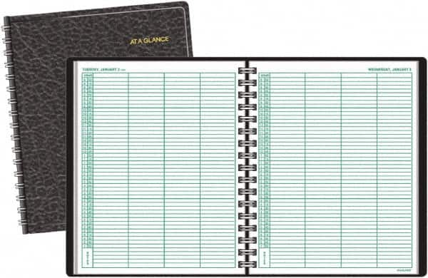 AT-A-GLANCE - 365 Sheet, 8 x 10-7/8", Group Daily Appointment Book - Black - Makers Industrial Supply