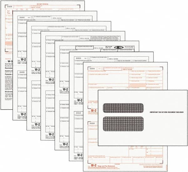 TOPS - 24 Sheet, 5-1/2 x 8-1/2", Tax Form/Envelope Kit - White - Makers Industrial Supply