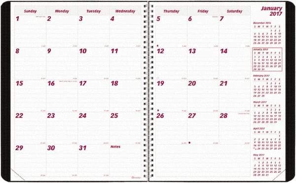 Brownline - 12 Sheet, 8-1/2 x 11", Monthly Planner - Black - Makers Industrial Supply