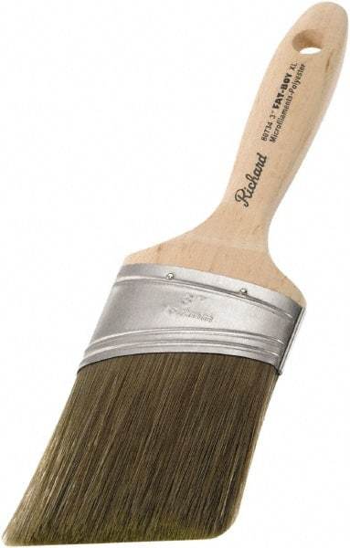 Richard - 3" Oval/Angle Polyester Angular Brush - 3-1/4" Bristle Length, 5-3/4" Wood Sash Handle - Makers Industrial Supply