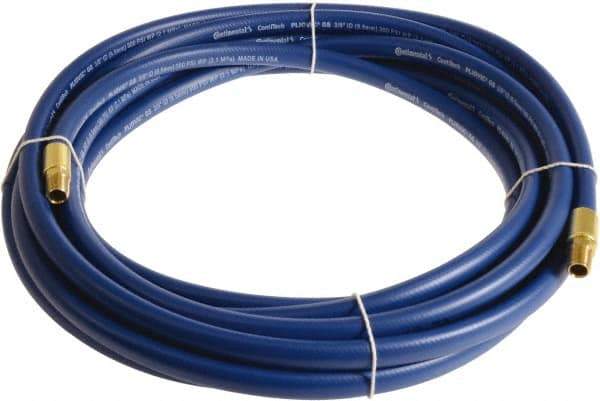 Continental ContiTech - 3/8" ID x 0.6" OD 100' Long Multipurpose Air Hose - MNPT x MNPT Ends, 300 Working psi, -10 to 158°F, 1/4" Fitting, Blue - Makers Industrial Supply