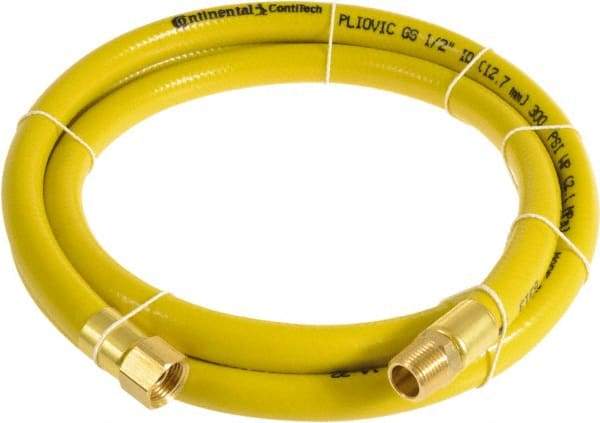 Continental ContiTech - 1/2" ID x 0.78" OD 50' Long Multipurpose Air Hose - MNPT x FNPT Ends, 300 Working psi, -10 to 158°F, 1/2" Fitting, Yellow - Makers Industrial Supply