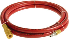 Continental ContiTech - 1/2" ID x 0.78" OD 3' Long Multipurpose Air Hose - Industrial Interchange Safety Coupler x Male Plug Ends, 300 Working psi, -10 to 158°F, 1/2" Fitting, Red - Makers Industrial Supply