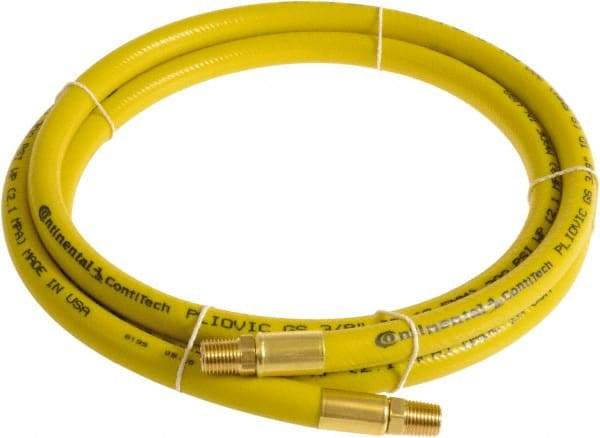 Continental ContiTech - 1/2" ID x 0.78" OD 5' Long Multipurpose Air Hose - MNPT x MNPT Ends, 300 Working psi, -10 to 158°F, 1/2" Fitting, Yellow - Makers Industrial Supply